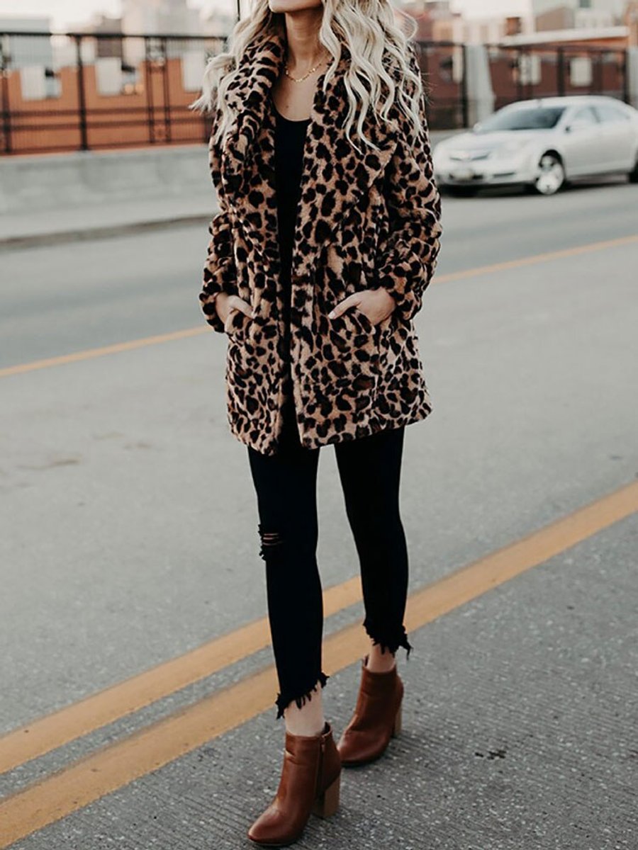 Women's Leopard Print Faux Fur Coat | Annika in Leopard Print - Juana Fashion
