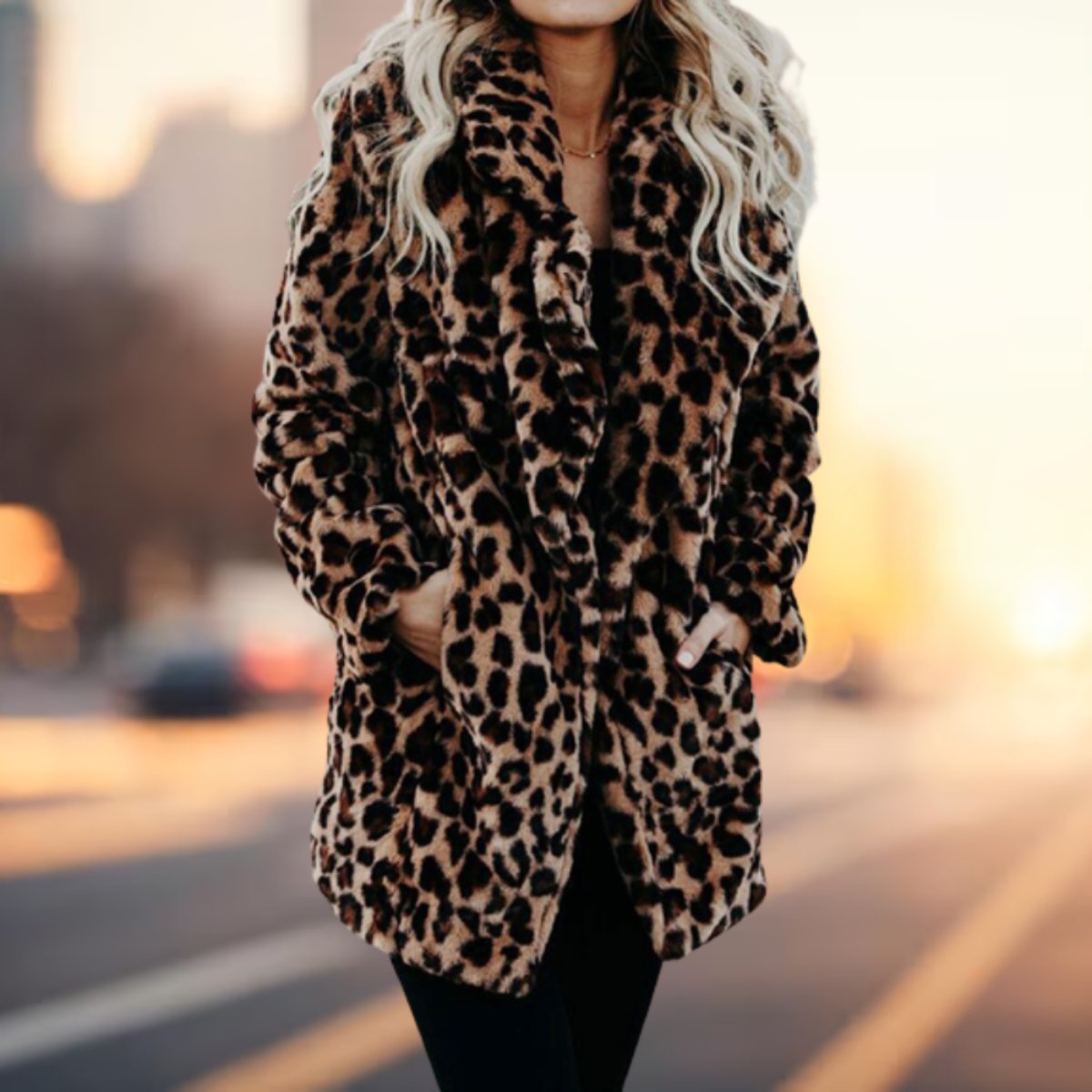 Women's Leopard Print Faux Fur Coat | Annika in Leopard Print - Juana Fashion
