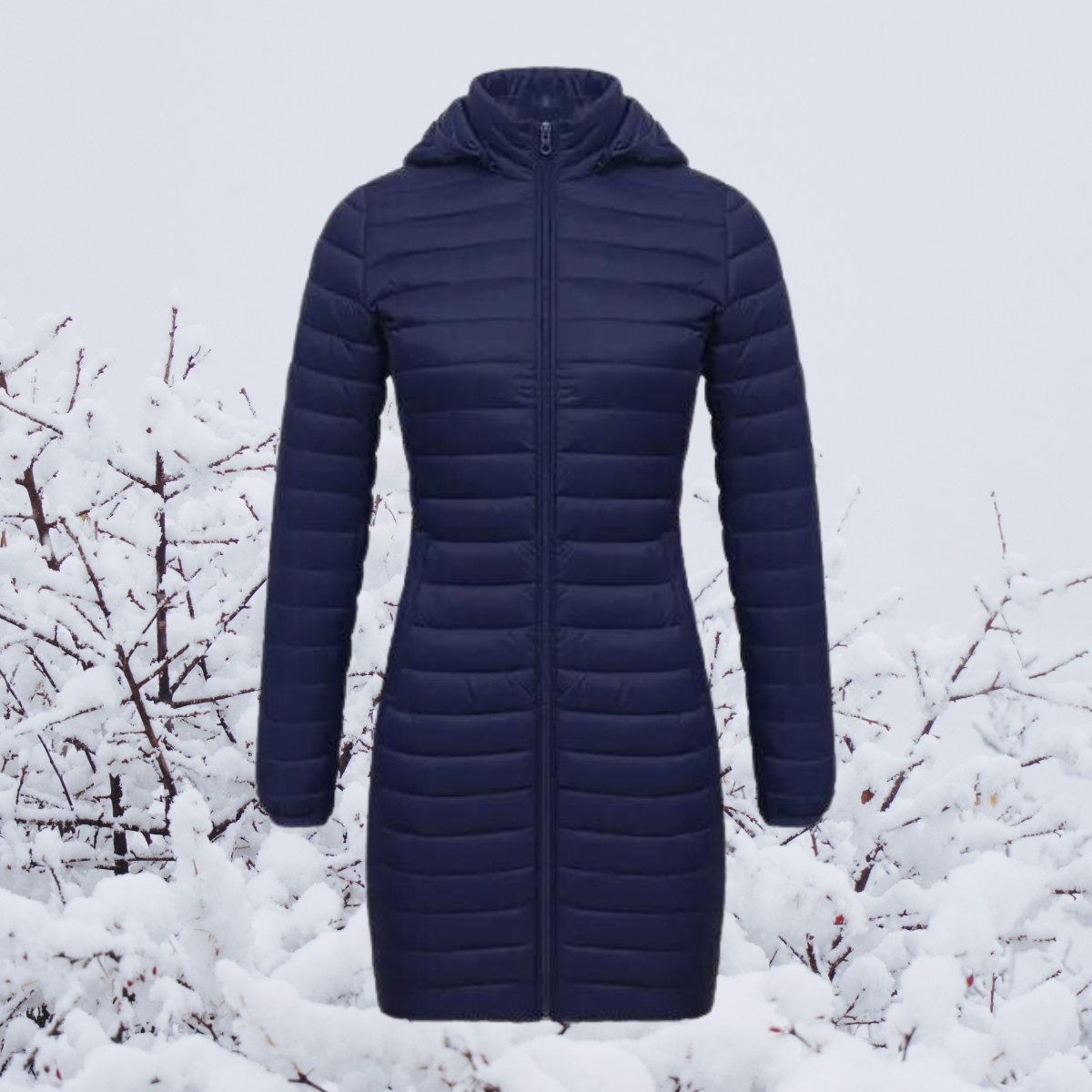 Women's Ultralight Long Hooded Quilted Parka | Greta in Navy - Juana Fashion