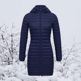 Women's Ultralight Long Hooded Quilted Parka | Greta in Navy - Juana Fashion