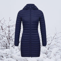 Women's Ultralight Long Hooded Quilted Parka | Greta in Navy - Juana Fashion