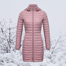 Women's Ultralight Long Hooded Quilted Parka | Greta in Navy - Juana Fashion