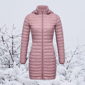 Women's Ultralight Long Hooded Quilted Parka | Greta in Navy - Juana Fashion