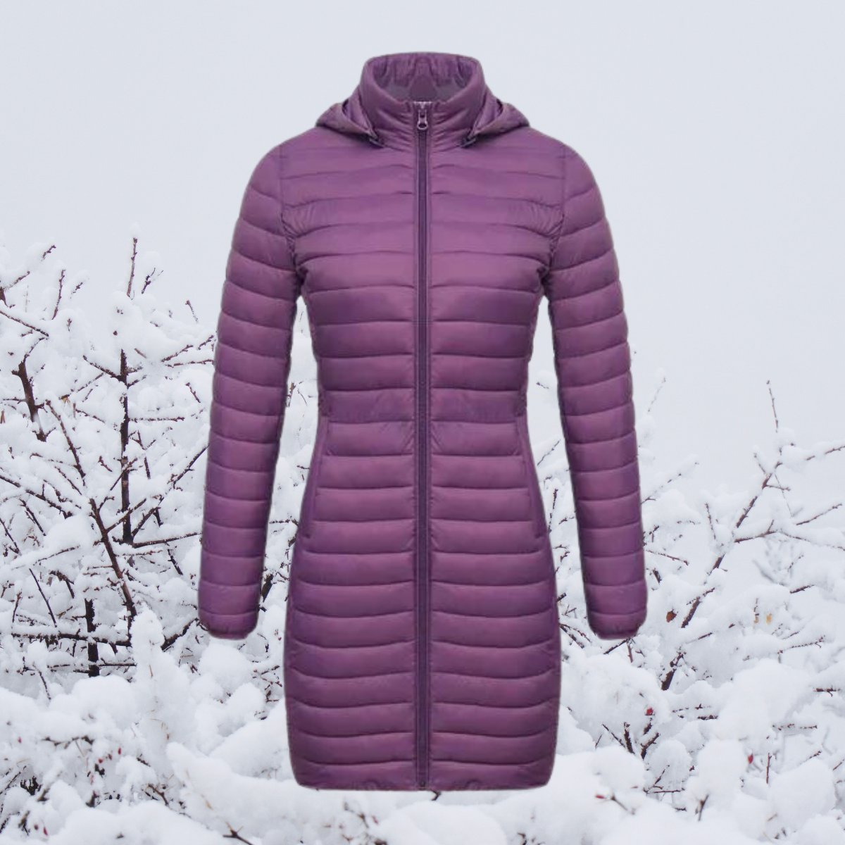 Women's Ultralight Long Hooded Quilted Parka | Greta in Navy - Juana Fashion