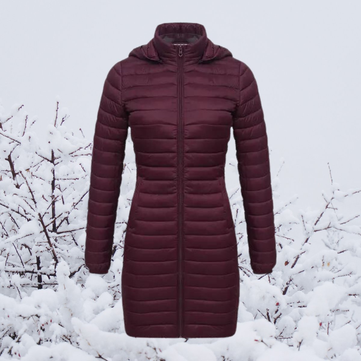 Women's Ultralight Long Hooded Quilted Parka | Greta in Navy - Juana Fashion