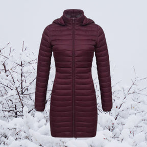 Women's Ultralight Long Hooded Quilted Parka | Greta in Navy - Juana Fashion
