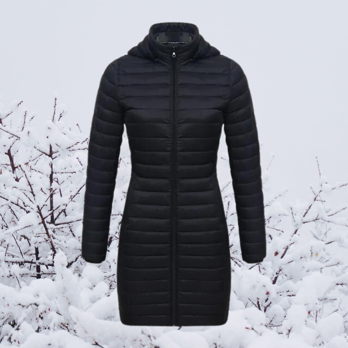 Women's Ultralight Long Hooded Quilted Parka | Greta in Navy - Juana Fashion