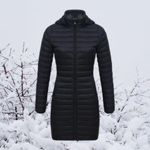 Women's Ultralight Long Hooded Quilted Parka | Greta in Navy - Juana Fashion