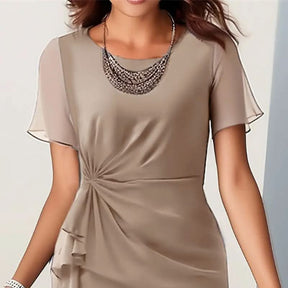Women's Flutter-Sleeve Ruffle Midi Wedding Guest Dress | Wivina