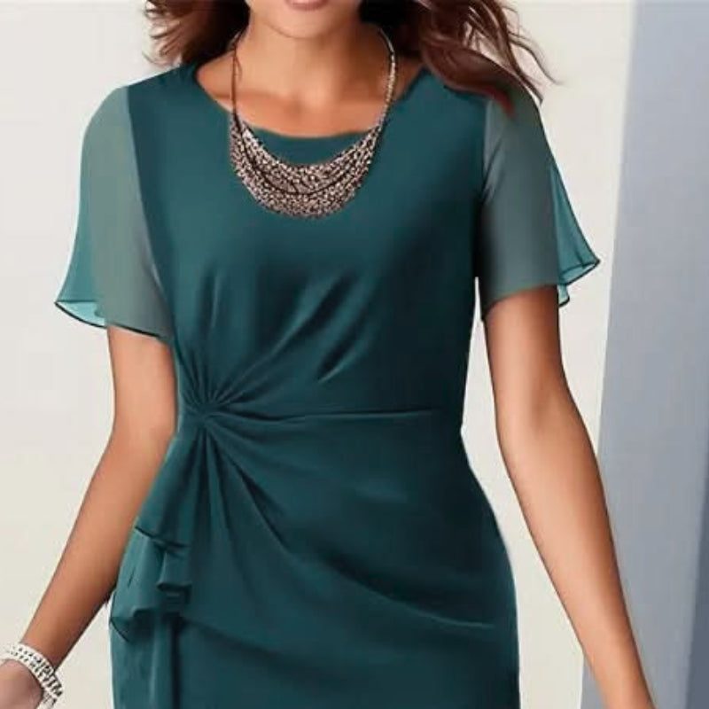 Women's Flutter-Sleeve Ruffle Midi Wedding Guest Dress | Wivina