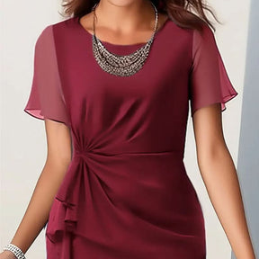 Women's Flutter-Sleeve Ruffle Midi Wedding Guest Dress | Wivina