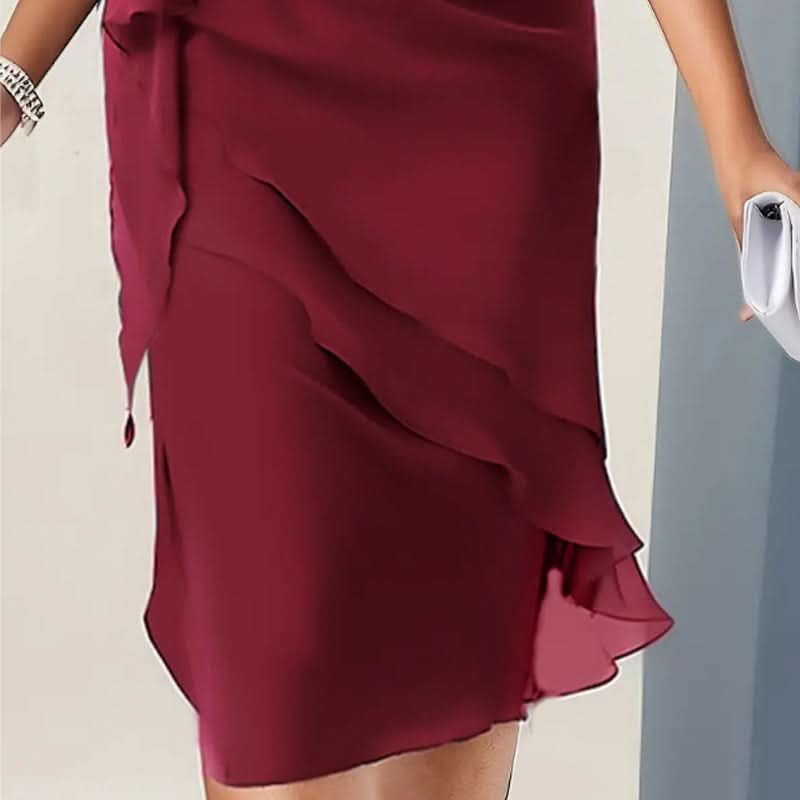 Women's Flutter-Sleeve Ruffle Midi Wedding Guest Dress | Wivina