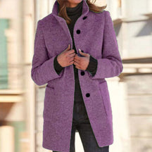 Women's Wool Stand-Collar Coat | Marlene in Green - Juana Fashion