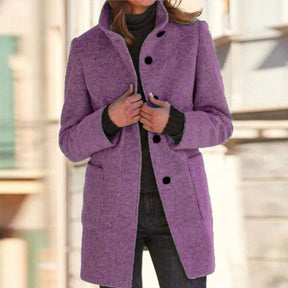 Women's Wool Stand-Collar Coat | Marlene in Green - Juana Fashion