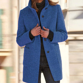 Women's Wool Stand-Collar Coat | Marlene in Green - Juana Fashion