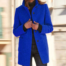 Women's Wool Stand-Collar Coat | Marlene in Green - Juana Fashion