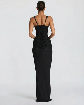 Women's Square-Neck Corset Maxi Evening Dress