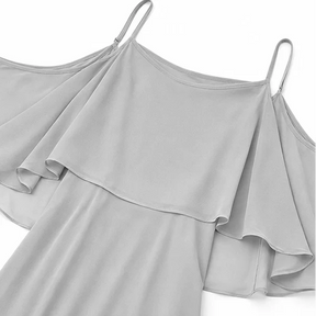 Women's Cold-Shoulder Draped Maxi Wedding Guest Dress