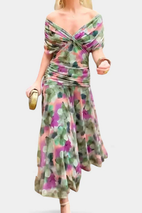 Women's Off-Shoulder Chiffon Maxi Wedding Guest Dress