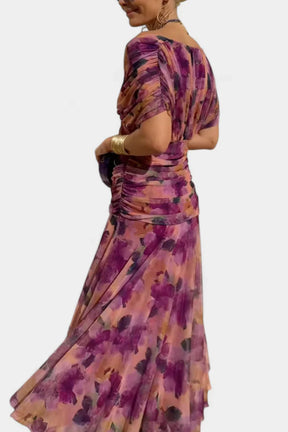 Women's Off-Shoulder Chiffon Maxi Wedding Guest Dress