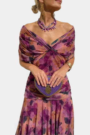 Women's Off-Shoulder Chiffon Maxi Wedding Guest Dress