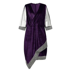 Women's Plus Size Sequin-Trim Midi Party Dress, Mesh Sleeves