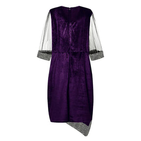 Women's Plus Size Sequin-Trim Midi Party Dress, Mesh Sleeves