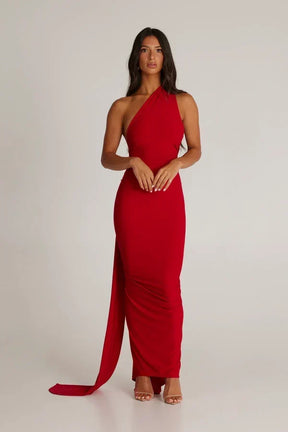 Women's Backless Halter Maxi Evening Dress with Ruching