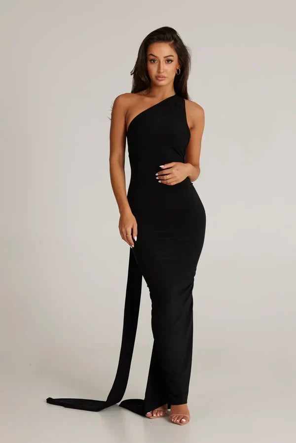 Women's Backless Halter Maxi Evening Dress with Ruching