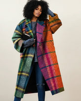 Women's Multicolor Long Wool-Look Coat | Sarah in Multicolor - Juana Fashion
