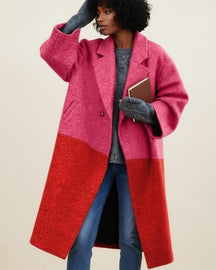 Women's Multicolor Long Wool-Look Coat | Sarah in Multicolor - Juana Fashion