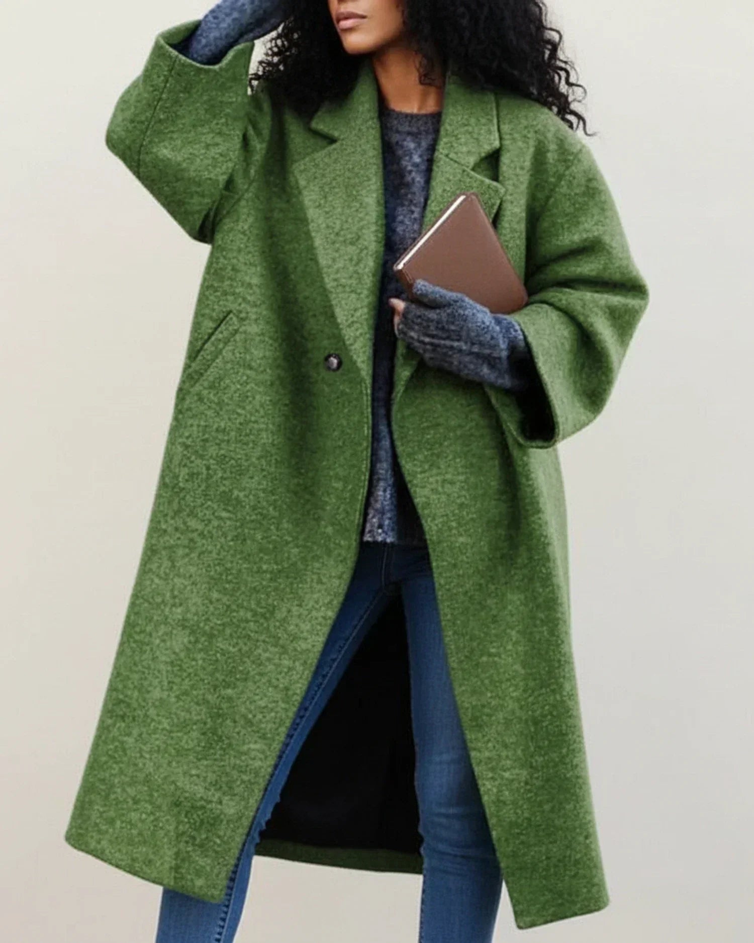 Women's Multicolor Long Wool-Look Coat | Sarah in Multicolor - Juana Fashion