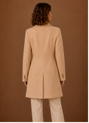 Women's Long Tailored Double-Breasted Winter Coat | Sabrina in Black - Juana Fashion