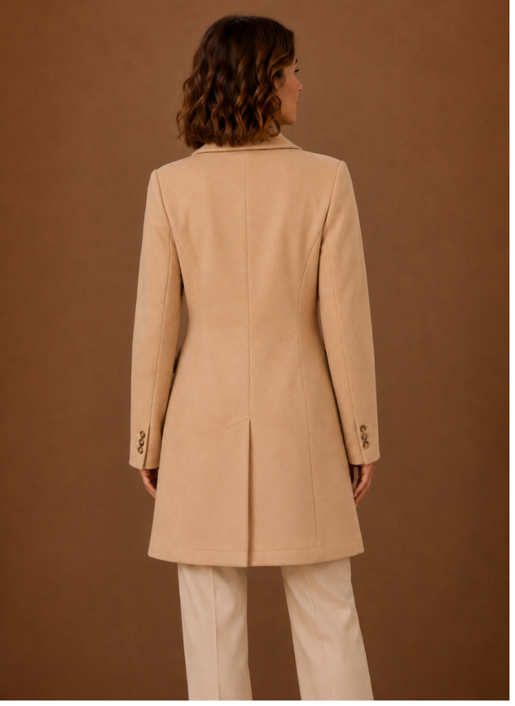 Women's Long Tailored Double-Breasted Winter Coat | Sabrina in Black - Juana Fashion