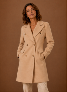 Women's Long Tailored Double-Breasted Winter Coat | Sabrina in Red - Juana Fashion