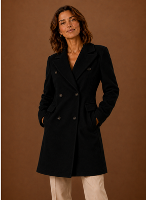 Women's Long Tailored Double-Breasted Winter Coat | Sabrina in Red - Juana Fashion