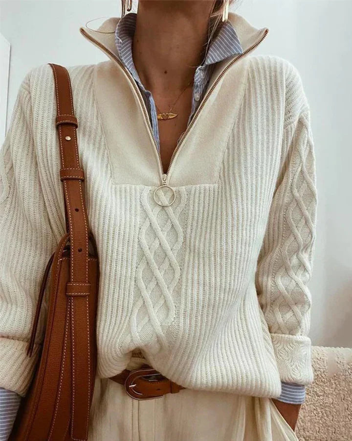 Women's Zip Front Turtleneck Sweater — View 1