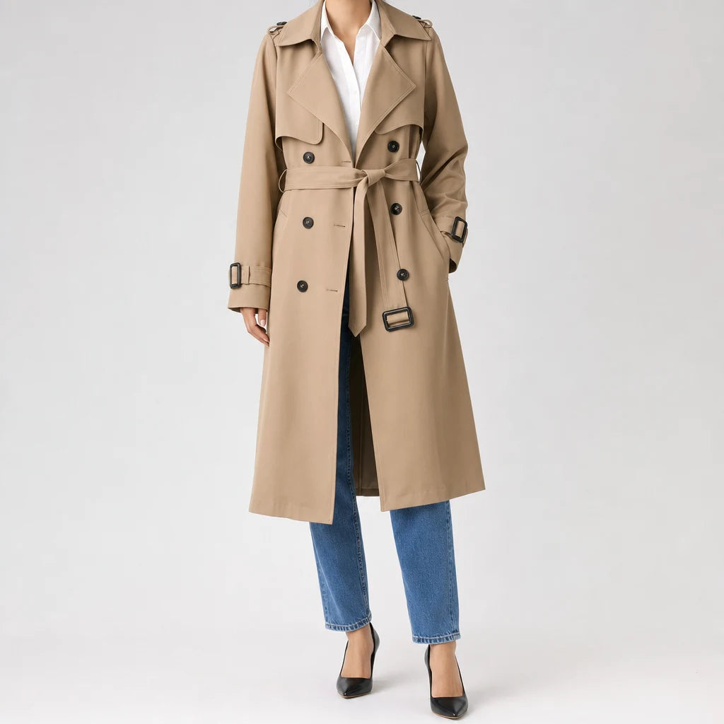 Jesmond — trench coat longo feminino com cinto